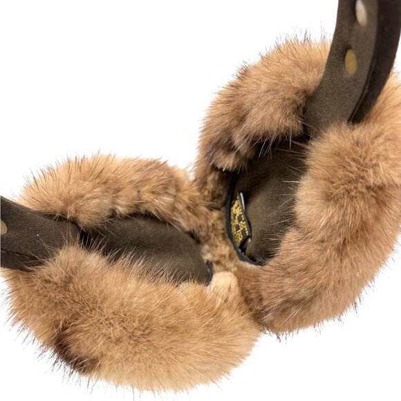 LOUIS VUITTON Vintage LV Monogram Mink Earmuffs Brown Gold Suede [106418] - Picture 14 of 15